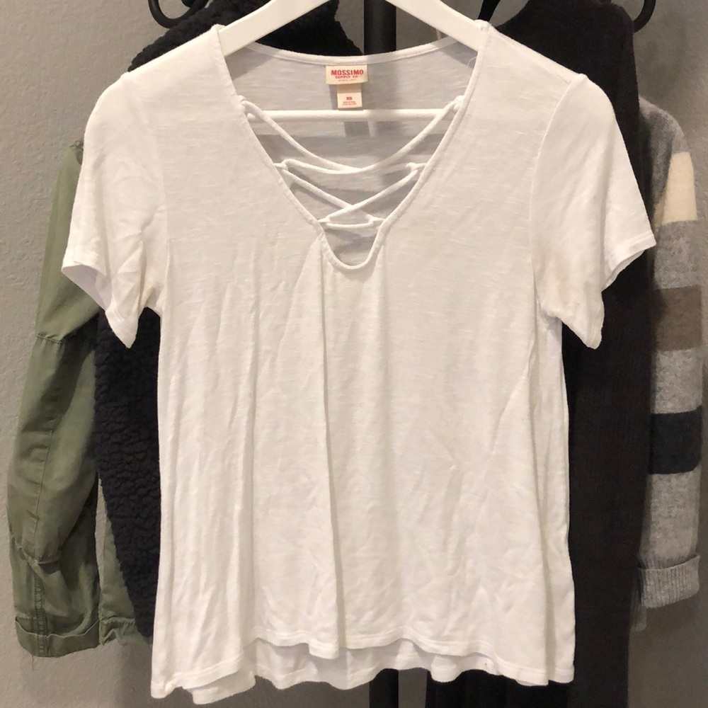 Plain White Cut-out T Shirt
